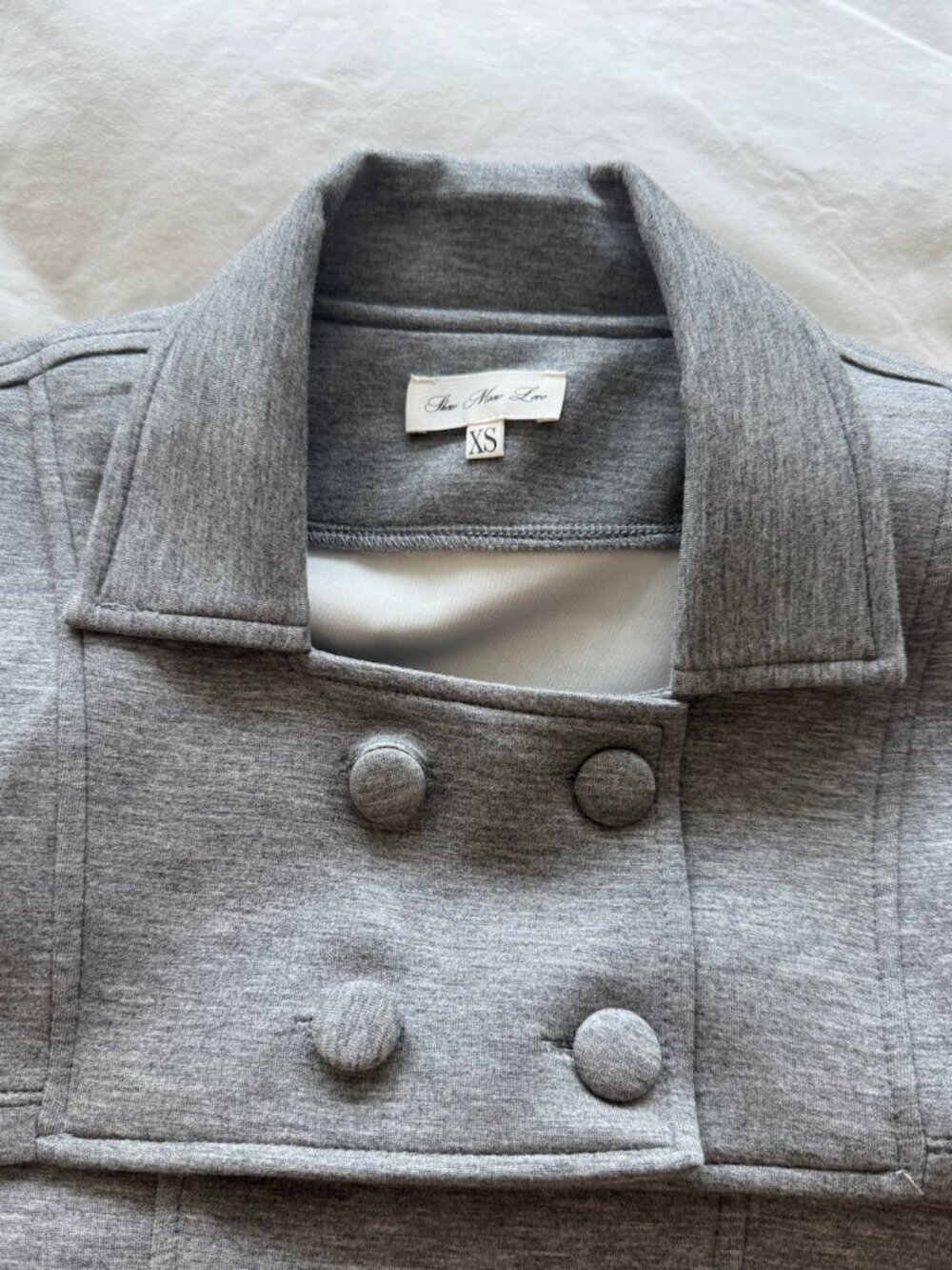 Gray double breasted top with corset bottom and button detail - Picture 2 of 4